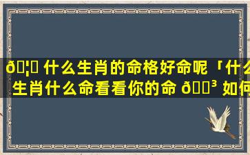 🦍 什么生肖的命格好命呢「什么生肖什么命看看你的命 🌳 如何」